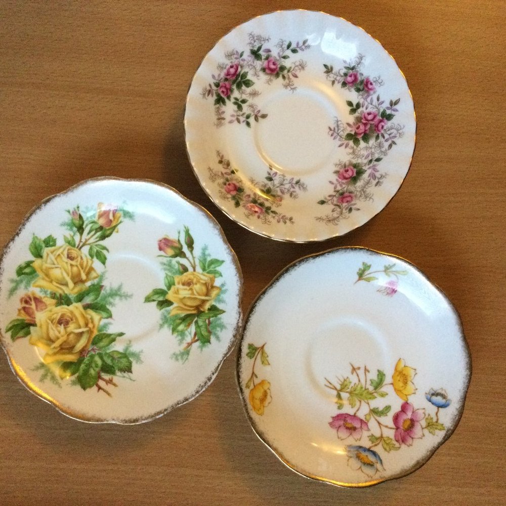 Vintage Royal Albert saucer plates floral patterns lot of three